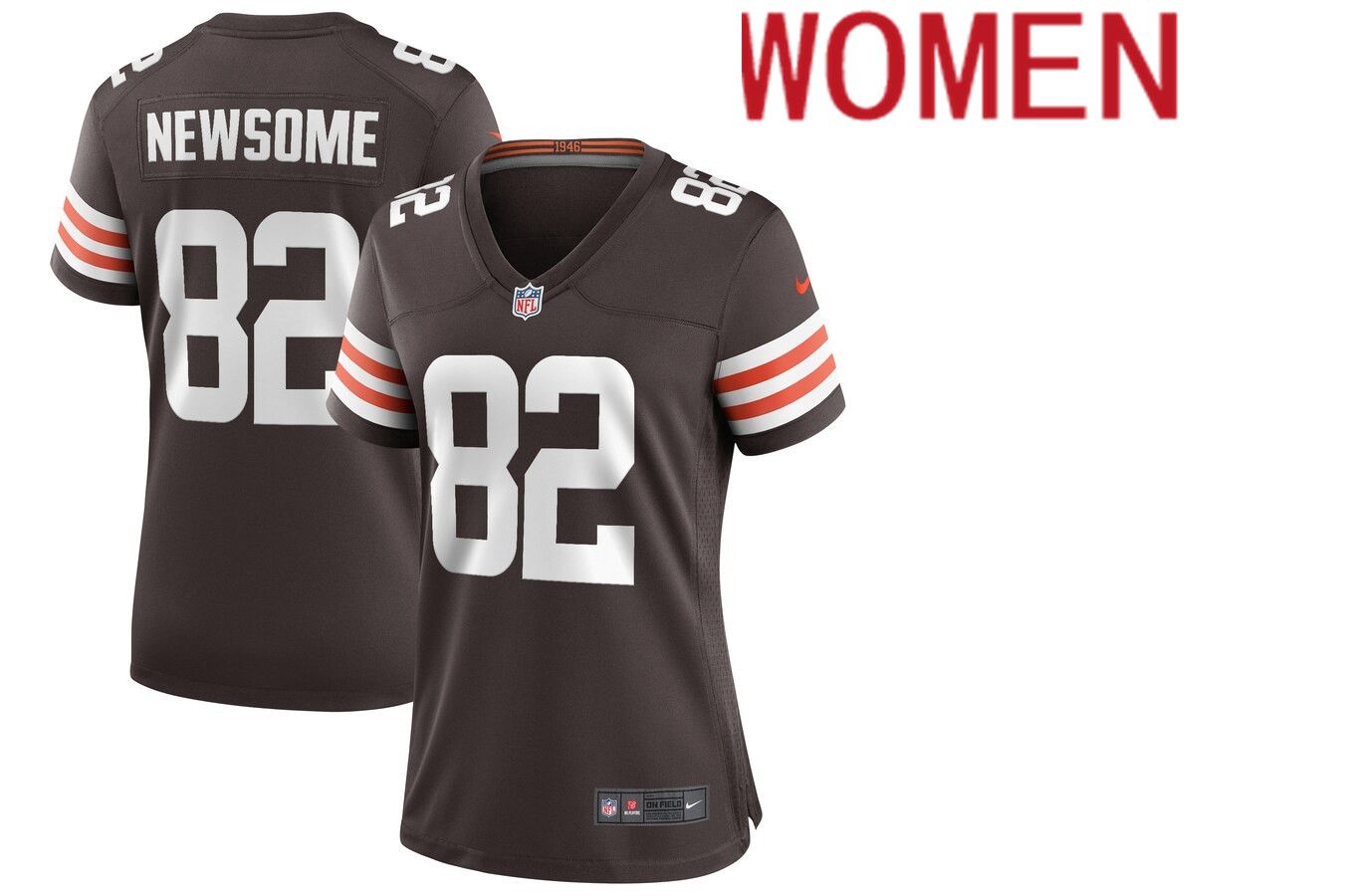 Women Cleveland Browns #82 Ozzie Newsome Nike Brown Game Retired Player NFL Jersey->women nfl jersey->Women Jersey